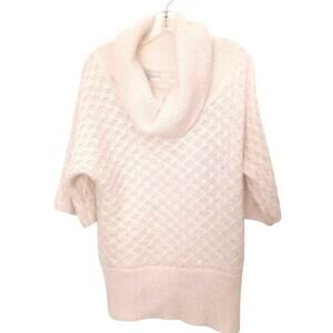Old Navy MOHAIR Wool Cowl Neck Sweater Sz M Ivory Cableknit Coastal Swedish Boho